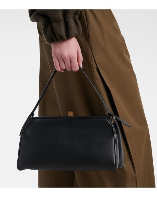 Khaite Black Cate Leather Top-Handle Bag