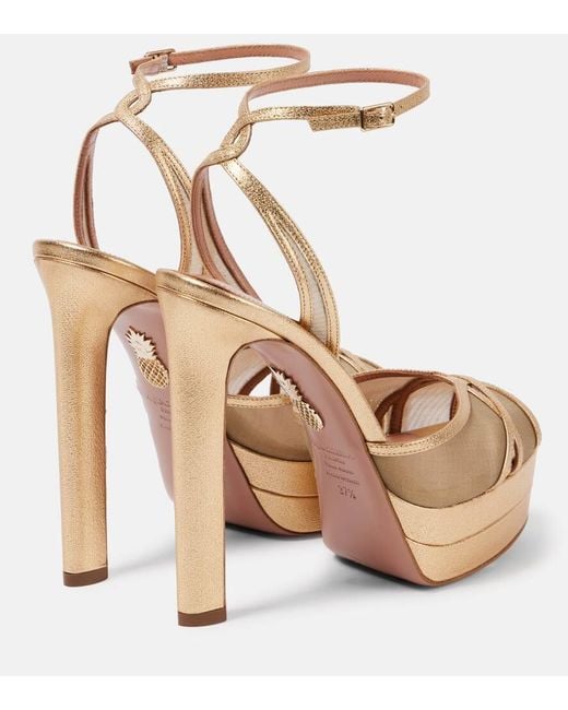 Aquazzura Metallic Shear 130 Mesh Platform Sandals