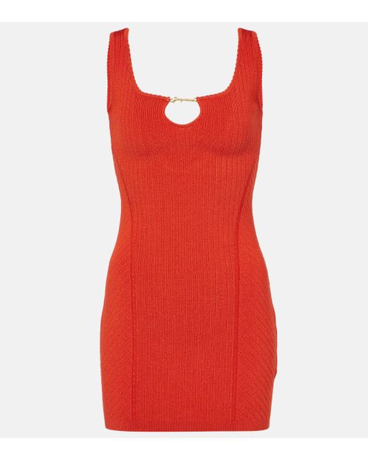 Jacquemus Red La Mini Robe Sierra Ribbed-knit Minidress