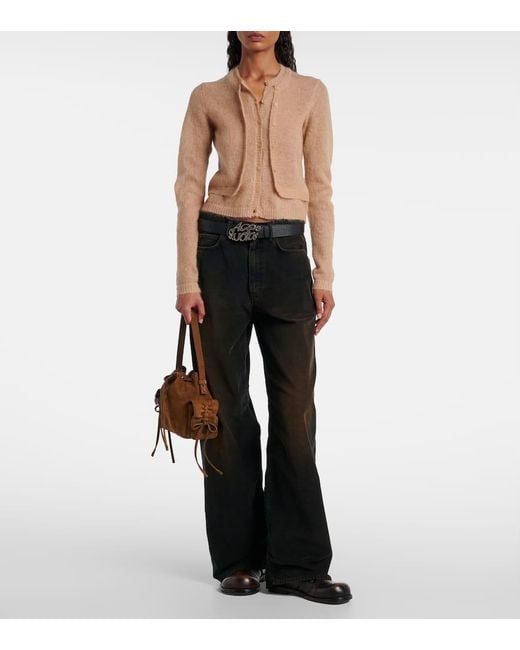 Jeans A Gamba Larga A Vita Media di Acne in Black