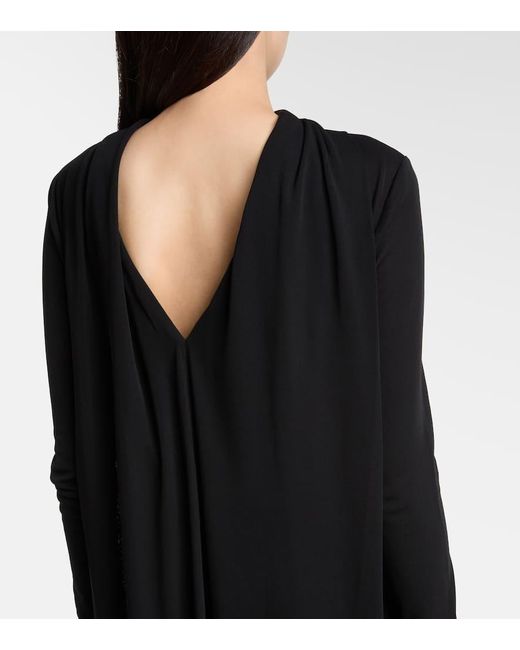 Totême Black Draped Jersey Midi Dress
