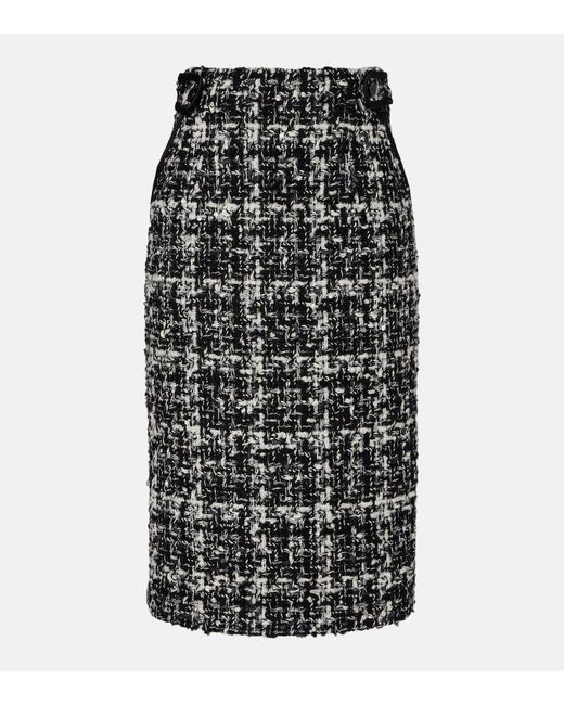 Dolce & Gabbana Gray Checked Midi Skirt