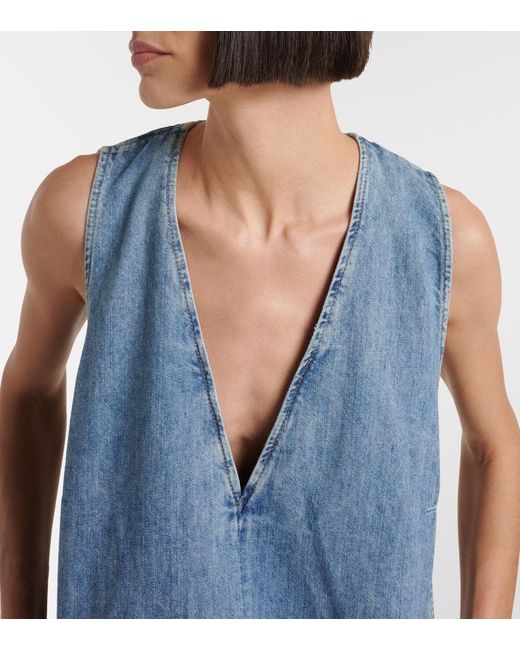Vestido Corto De Denim 7 For All Mankind de color Blue