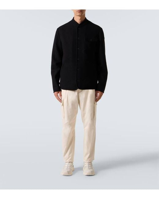 Moncler Black Virgin Wool Boucle Overshirt for men