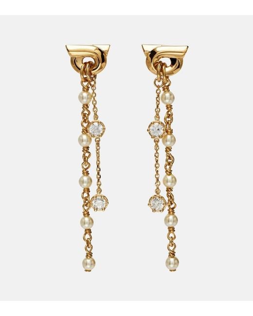 Ferragamo Metallic Gancini Embellished Drop Earrings
