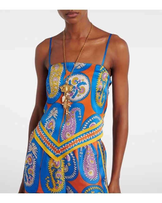 ALÉMAIS Blue Flores Printed Top