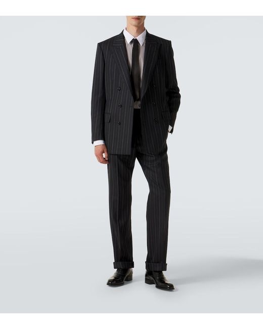 Tom Ford Black Striped Wool Blazer for men