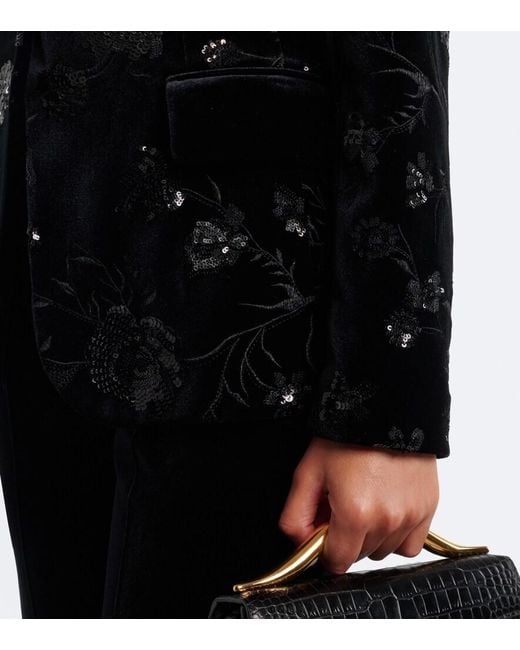 Elie Saab Black Sequined Velvet Blazer
