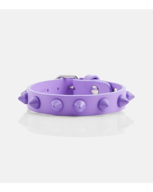 Christian Louboutin Purple Loubilink Embellished Leather Bracelet