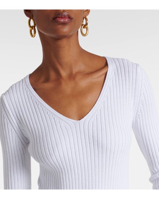 Max Mara White Leisure Calcio Ribbed-knit Sweater