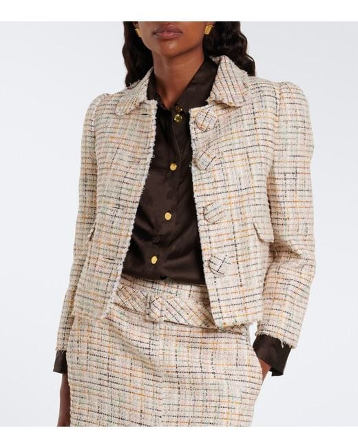 ShuShu/Tong Natural Checked Cotton-Blend Cropped Jacket