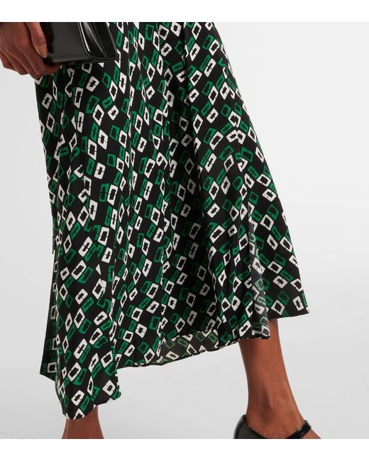 Diane von Furstenberg Green Tori Printed Midi Wrap Dress