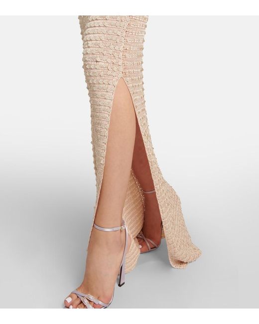 AYA MUSE White Vatia Sequined Knitted Maxi Dress