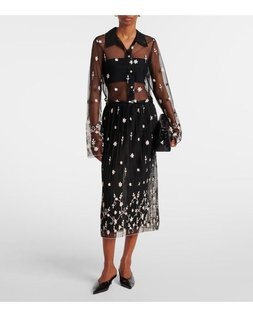 Totême Gray Embroidered Semi-Sheer Shirt