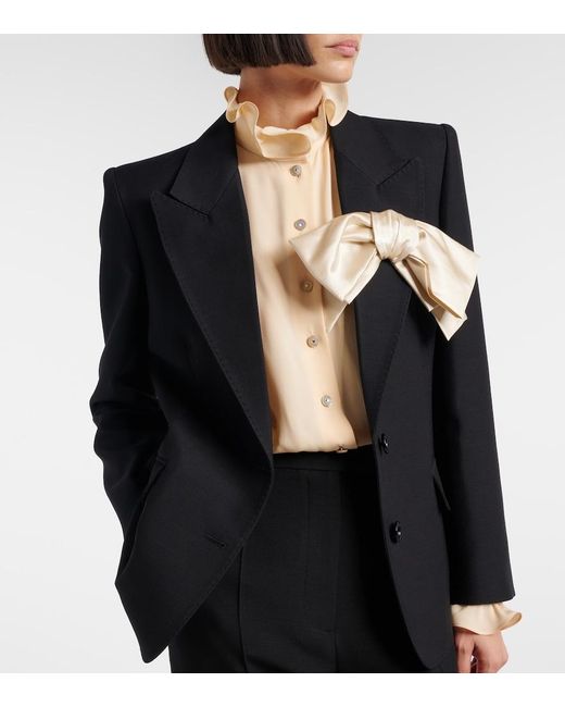 Valentino Black Crepe Couture Bow-Detail Blazer