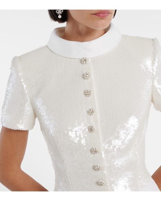 Self-Portrait White Sequined Maxi Dress