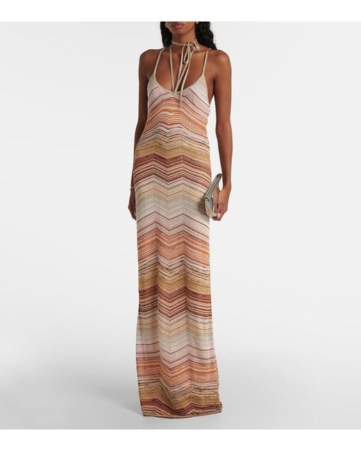 Missoni White Zigzag Lame Maxi Dress