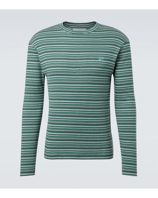 ERL Green Striped Cotton Jersey T-Shirt for men