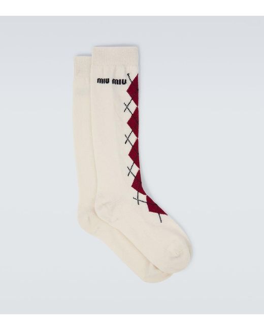 Miu Miu White Wool And Cashmere-Blend Socks for men