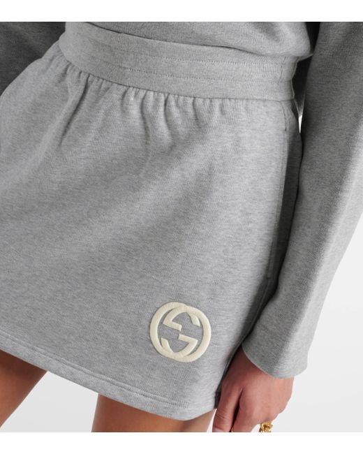 Mini-jupe en coton Gucci en coloris Gray