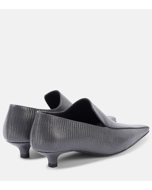 Totême Gray Embossed Leather Pumps