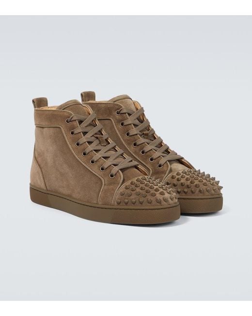 Christian Louboutin Louis Grosgrain-trimmed Spiked Suede High-top