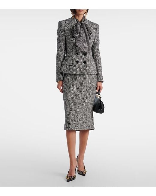 Jupe Crayon A Taille Haute Dolce & Gabbana en coloris Gray