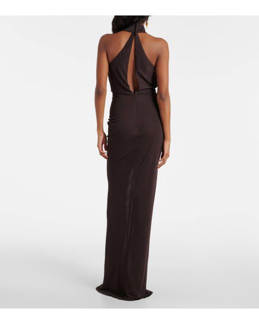 Tom Ford Blue Cutout Halterneck Sable Jersey Gown