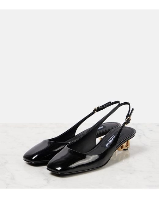 Dolce & Gabbana Black Jackie Dg 40 Patent Leather Slingback Pumps