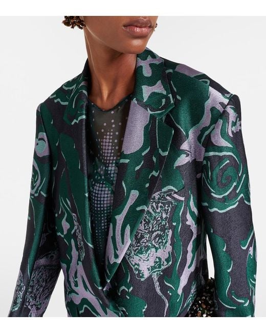 Dries Van Noten Green Printed Blazer