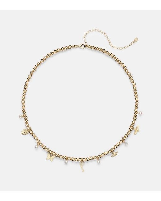 Sydney Evan Metallic 14Kt Beaded Pendant Necklace With Pearls