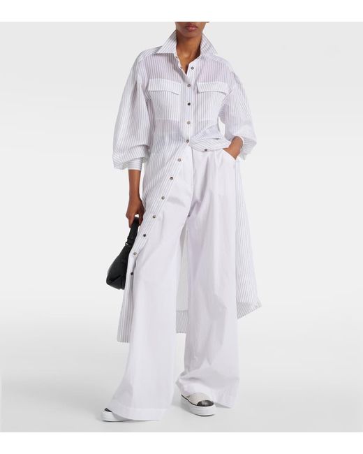 Abito Midi A Righe di Brunello Cucinelli in White