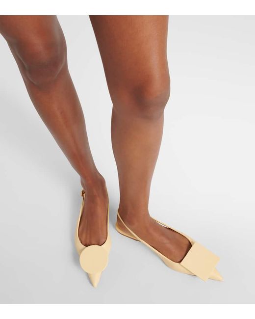 Jacquemus Natural Les Slingbacks Duelo Plates Leather Slingback Flats