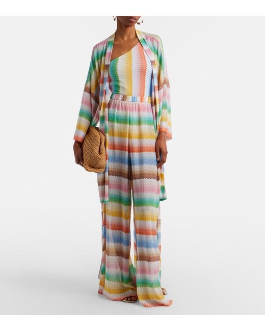 Missoni Green Zigzag Knitted Wide-Leg Pants