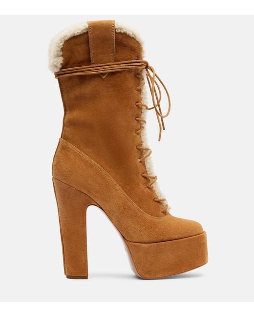 Paris Texas Brown Malena 145 Suede Platform Lace-Up Boots