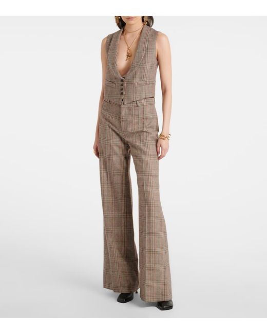 Chloé Natural Weite Hose Aus Einem Wollgemisch