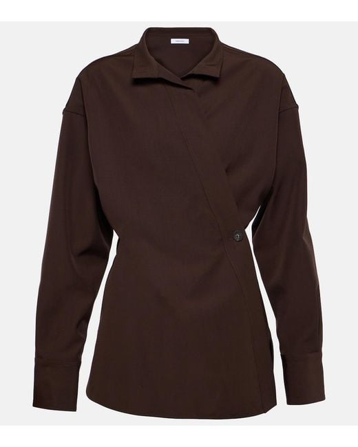 Ferragamo Brown Wrap Wool Shirt