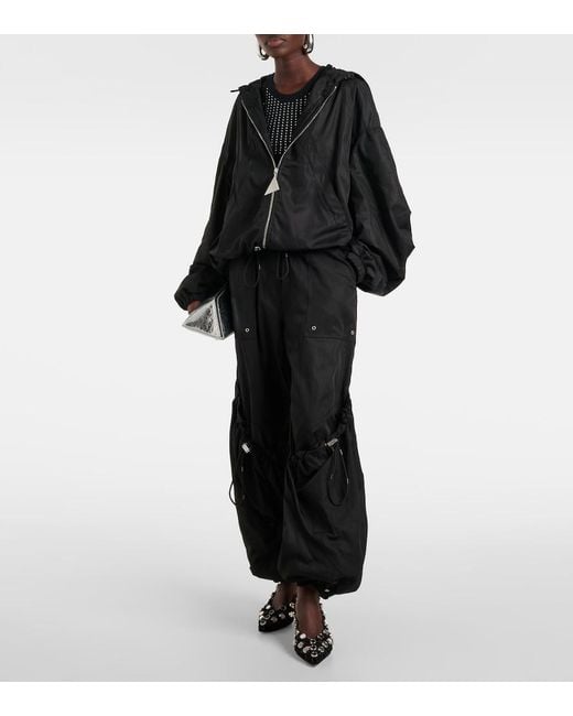 The Attico Black Technical Wide-Leg Pants