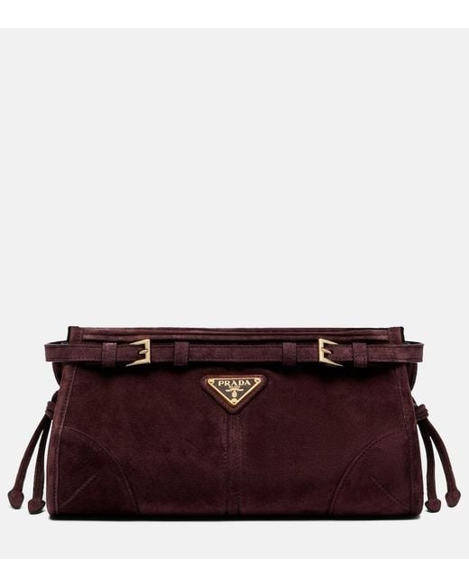 Prada Purple Bonnie Small Suede Shoulder Bag