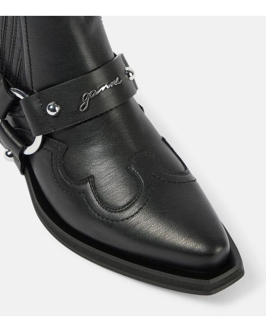 Bottines Chelsea Western Ganni en coloris Black