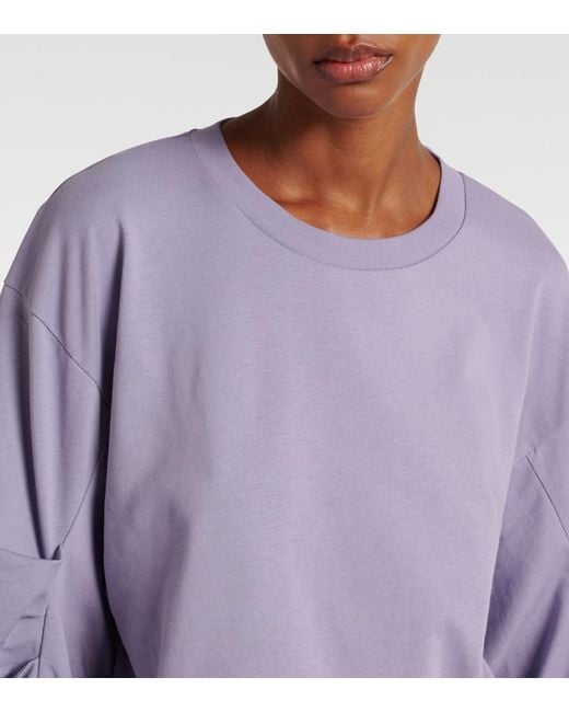 Dries Van Noten Purple Ruched Cotton Jersey Sweatshirt