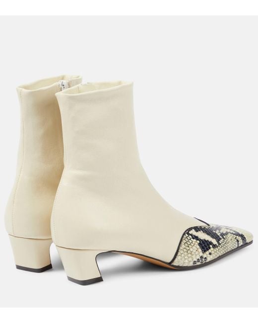 Khaite White Nevada Leather Ankle Boots