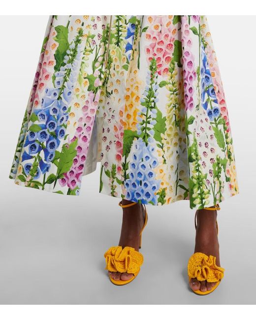 Oscar de la Renta White Floral Poplin Cocktail Dress