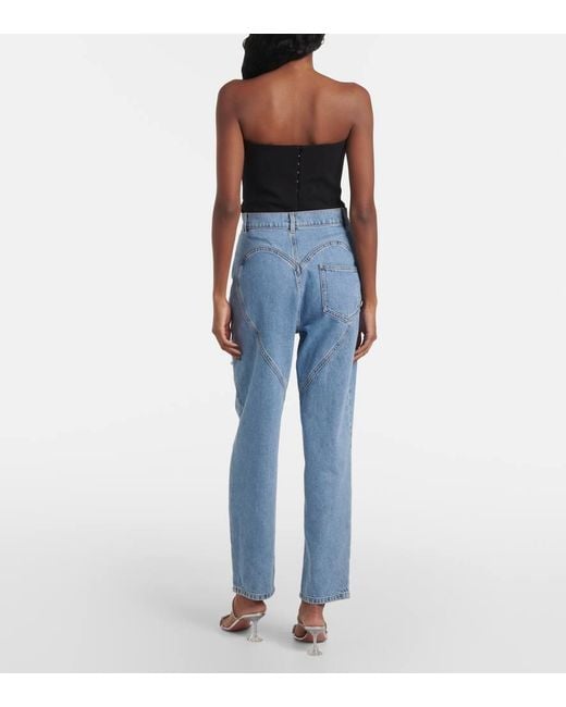 Area Blue Straight Jeans Mit Kristallen