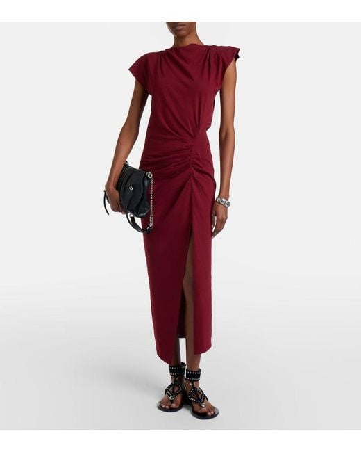 Isabel Marant Nadela Gathered Cotton Jersey Midi Dress