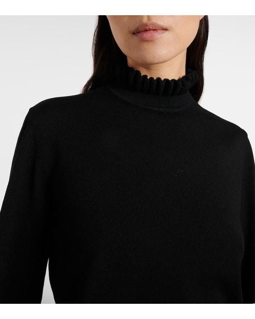 Alexander McQueen Black Scalloped Wool-Blend Sweater