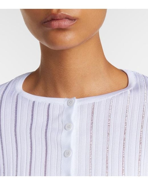 Alaïa White Cropped Knitted Cardigan