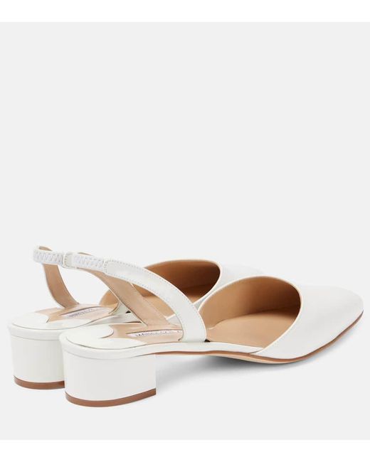 Manolo Blahnik White Bridal Slingback-Pumps Aspro 30 Aus Leder