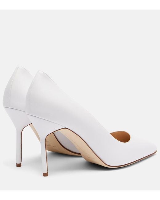 Manolo Blahnik White Bb 90 Leather Pumps