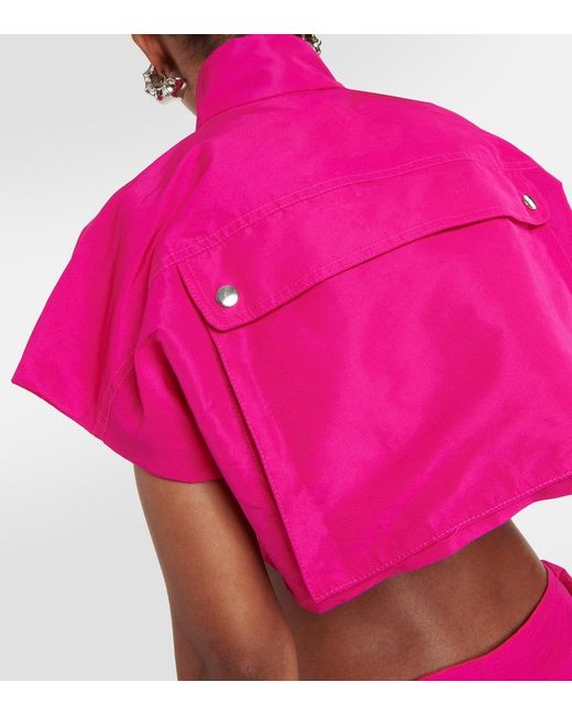 LAQUAN SMITH Pink Cropped-Jacke Aus Satin